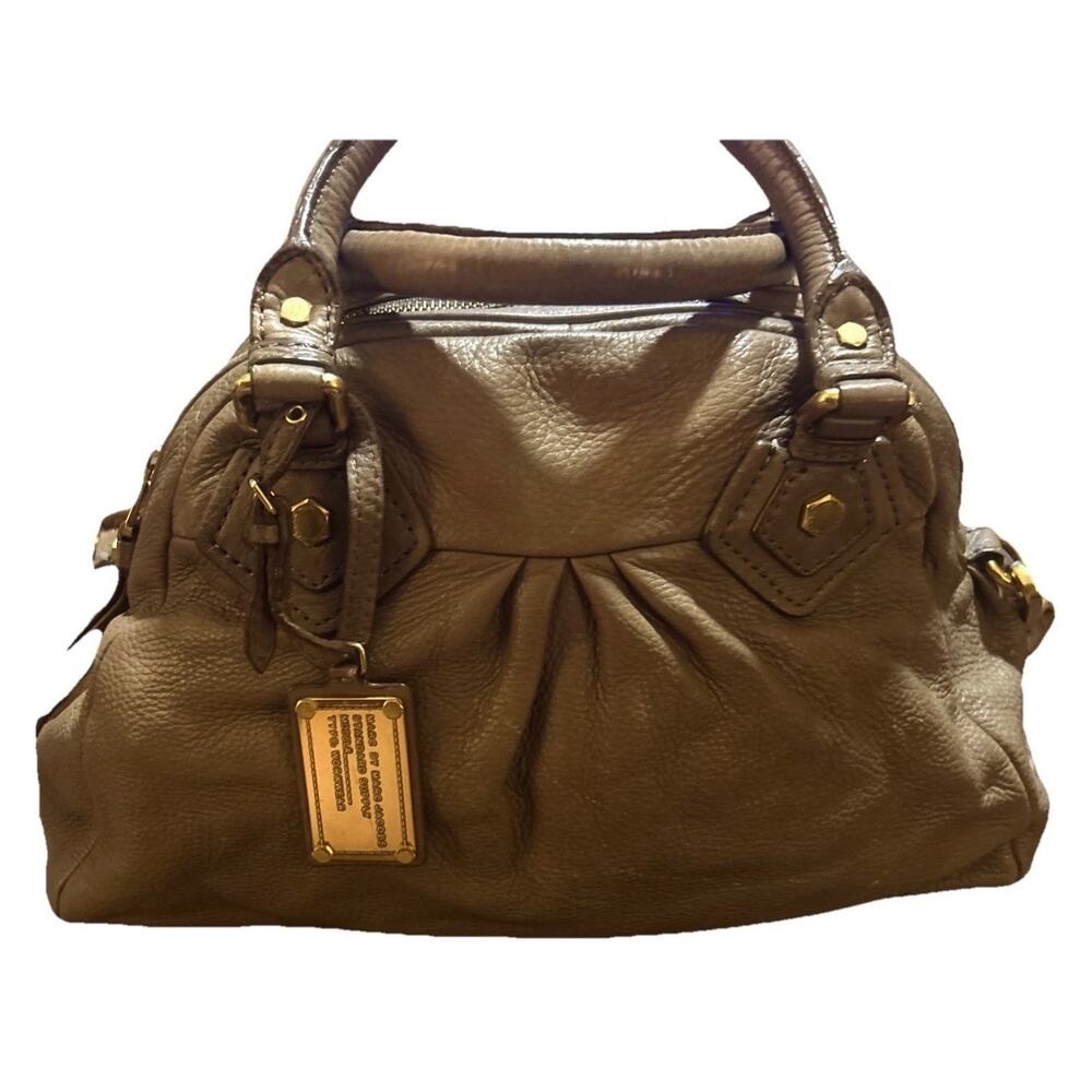 Authenticated Marc Jacobs Classic Q Baby Beige Leather 2Way Shoulder Bag Y2K